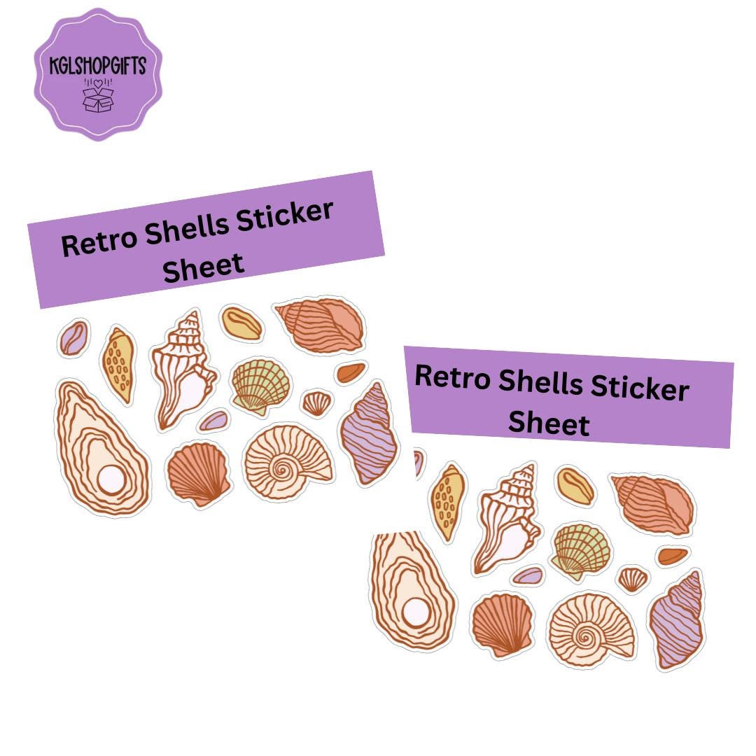 Black Shell Sticker Sea Shells Sticker | Die Cut Sticker Sheet | 4x7 Inch Sticker Sheet ...