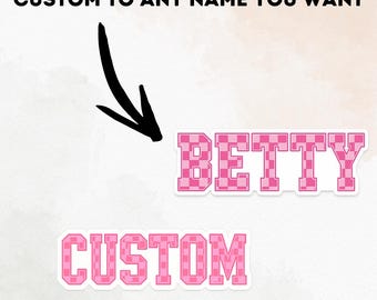 Custom Pink Block Letter Name Sticker | Custom Name Sticker | Personalized Waterproof Vinyl Decal | Laptop, Water Bottle, Tumbler