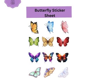 Butterfly Stickers | Die Cut Sticker Sheet | 4x7 Inch Sticker Sheet | High Quality Vinyl Stickers | Laptop, Water Bottle, Planner Stickers