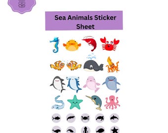 Sea Animals Sticker | Die Cut Sticker Sheet | 4x7 Inch Sticker Sheet | High Quality Vinyl Stickers | Laptop, Water Bottle, Planner Stickers
