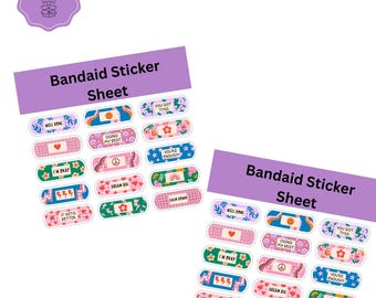 Bandaid Stickers |  Die Cut Sticker Sheet | 4x7 Inch Sticker Sheet | High Quality Vinyl Stickers | Laptop, Water Bottle, Planner Stickers