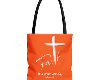 Faith Tote Bag Orange/White