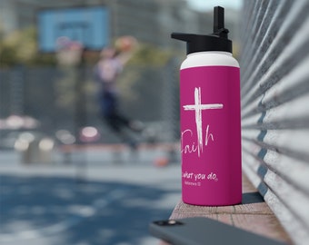 Faith Stainless Steel Water Bottle Dark Pink