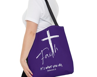 Faith Tote Bag Purple/White