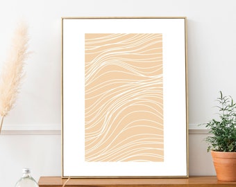 Arte de parede moderna, arte minimalista abstrata, arte de parede de linha abstrata, impressão grande para download, decoração de parede mínima
