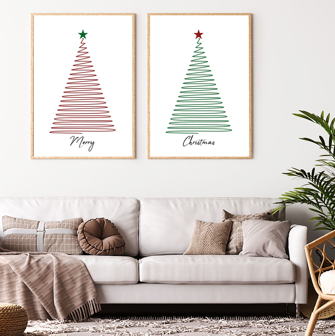 Set of 2 Holiday Decor Christmas Wall Art Christmas Etsy