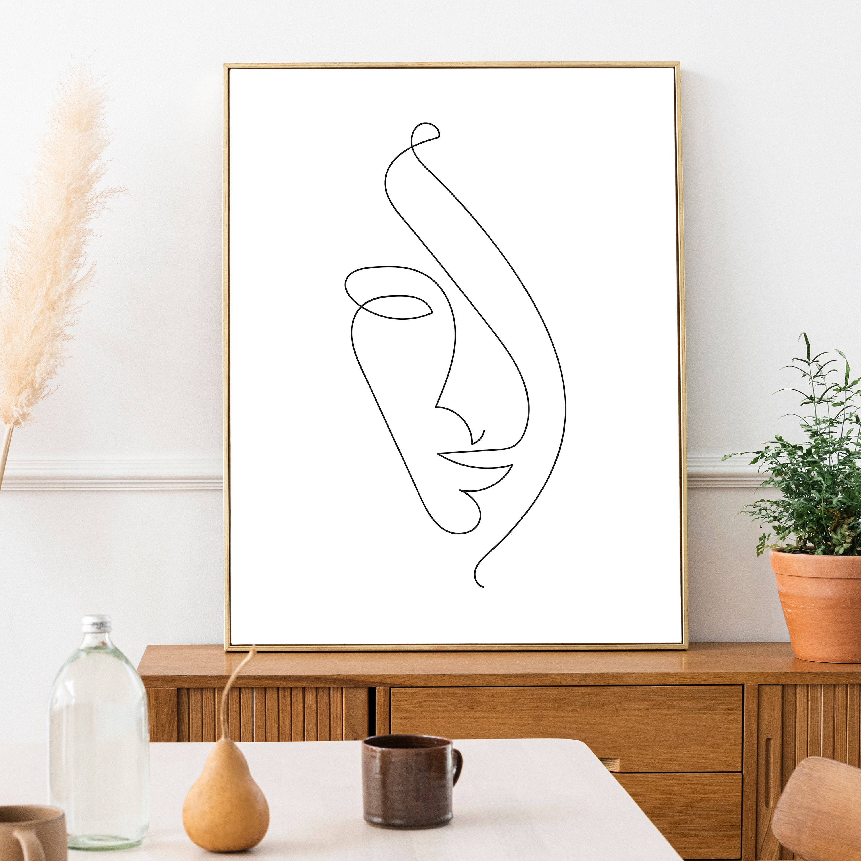 Woman Face Line Art, Set of 3 Female Line Drawing Wall Art, Female Face ...