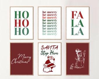 Christmas wall gallery prints, Digital download christmas wall art, Set of 6 christmas wall poster, Printable wall art, Christmas wall art