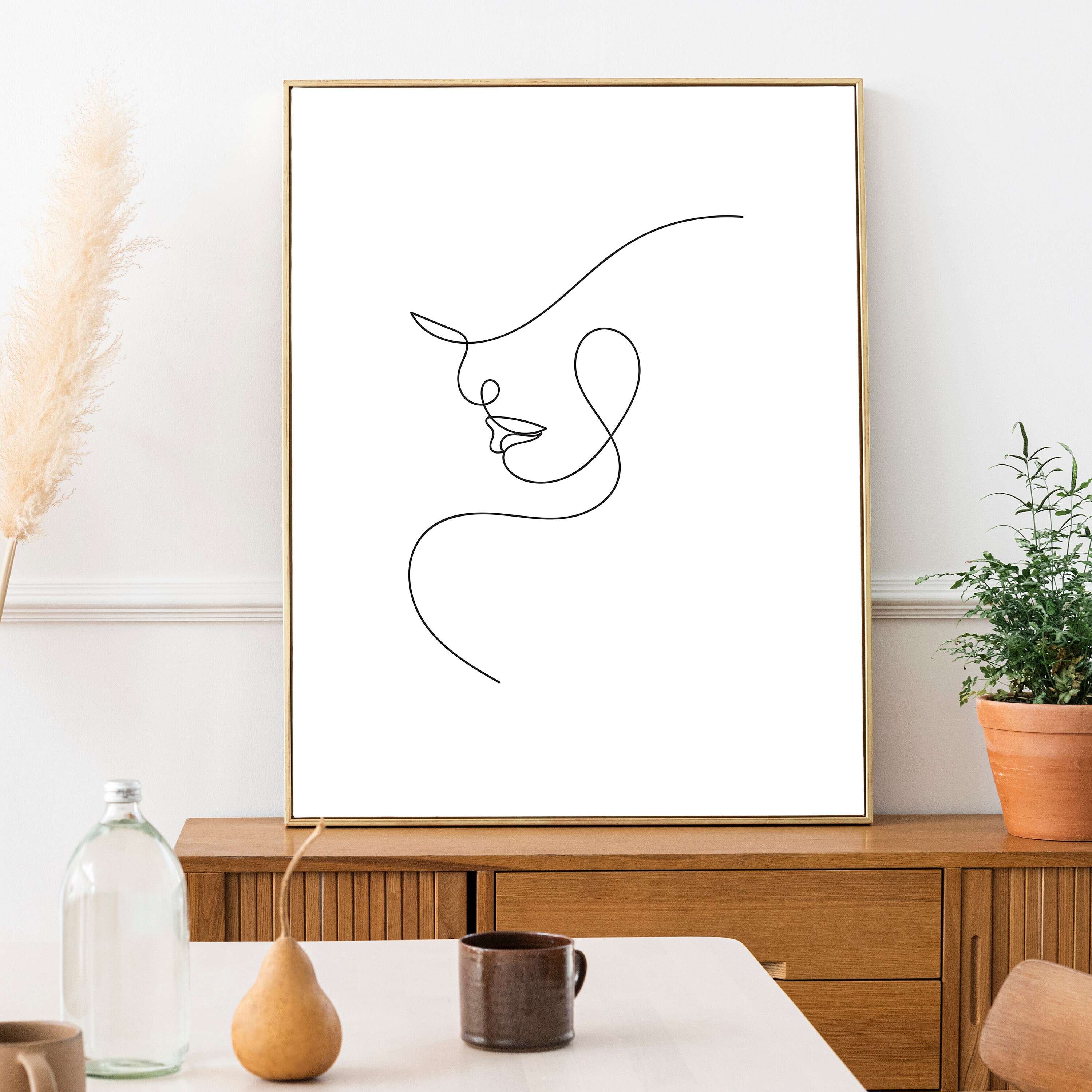 Woman Face Line Art, Set of 3 Female Line Drawing Wall Art, Female Face ...
