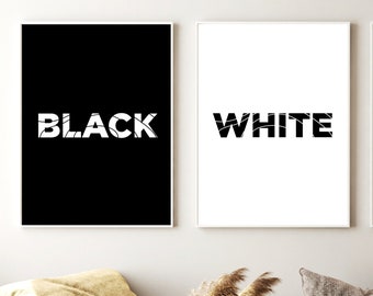 Set Of 2Black & White Wall Printable Poster, Modern art poster Set 2, Minimalist Wall Decor, Digital Download Wall Art set of 2