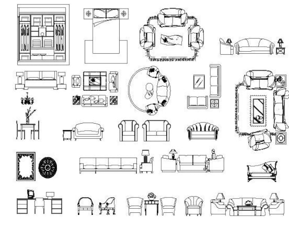 Autocad 2D Blocks | Custom Sofa Blocks | Plan View