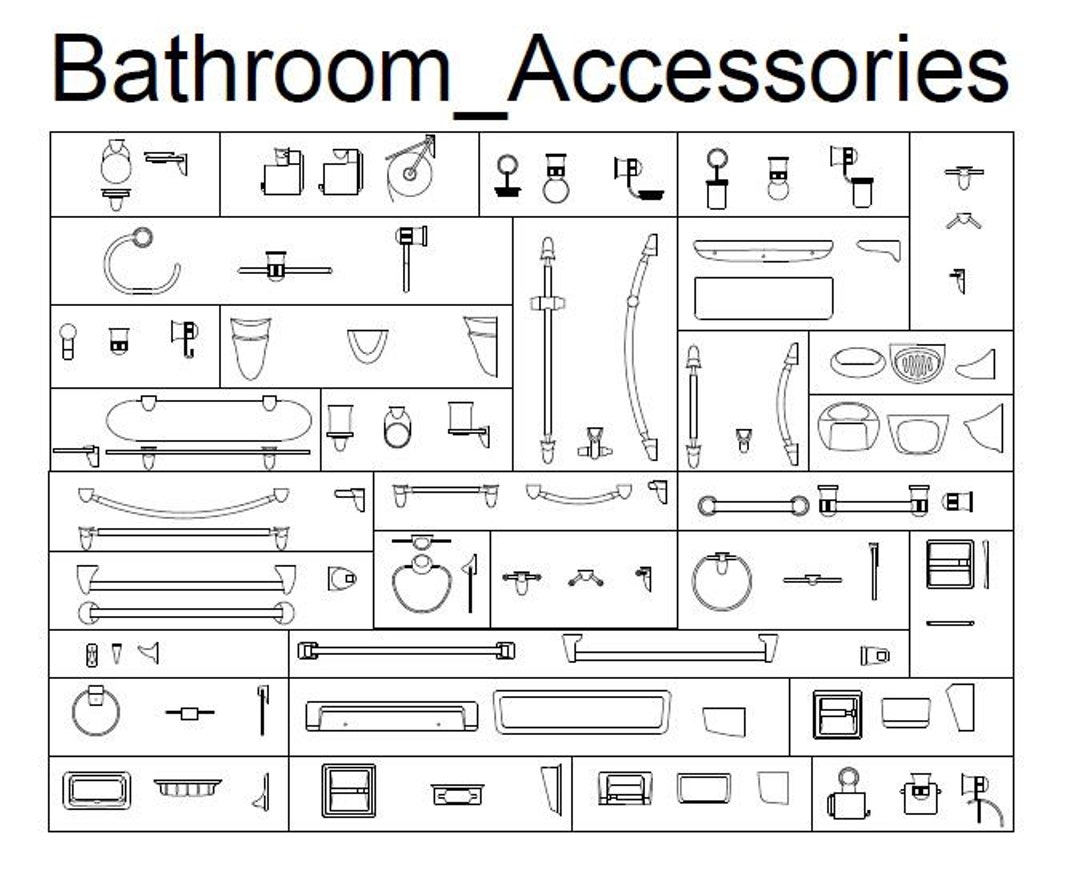 DWG Autocad 2D Blocks for Interior Designers Architectures Bathroom