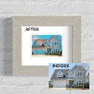 Custom Home Portrait (Matted Print) | Housewarming Gift | New Home | Home Illustration | Realtor Gift | House Art | Fine Art Print