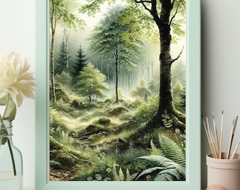 Serene Forest Fern Print – Botanical Wall Art (Digital Download)