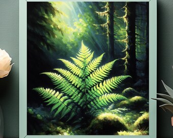 Fern Forest Print – Green Botanical Wall Art (Digital Download)
