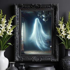 Ghost painting, ghost art print, ghost print, spooky painting, vintage ghost art, ghost poster