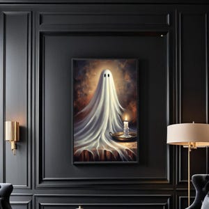 Ghost painting, ghost art print, ghost print, spooky painting, vintage ghost art, ghost poster