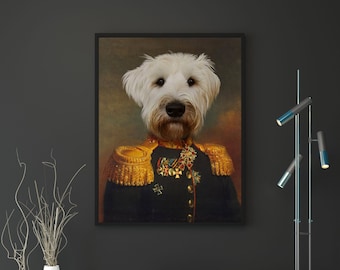 Personalized Pet Portrait, Christmas Gift Pet Shelf, Dog Portrait, Pet Loss Gift, Royal Pet Portrait, King Queen Pet Cat Art Remember