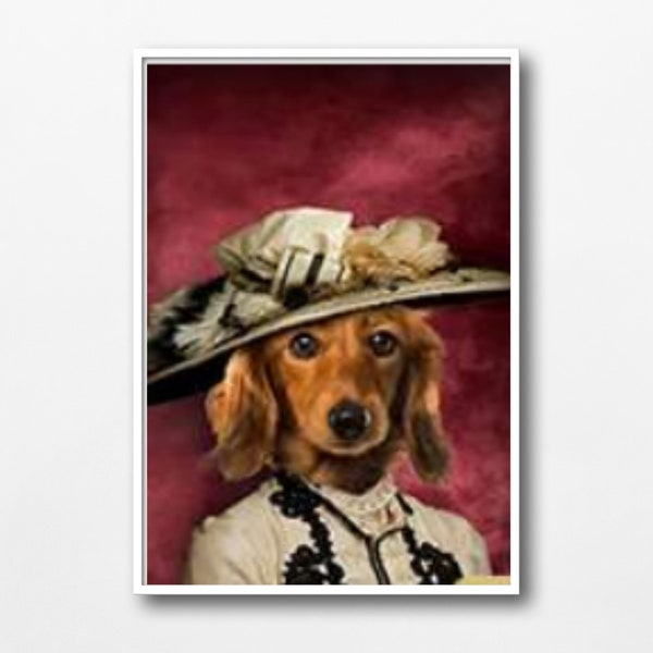 Haustierportrait in Uniform, Vintage, Hunde Poster Tierportrait Hundeportrait, Geschenkidee, Haustier Poster KatzenPoster, Haustier Portrait