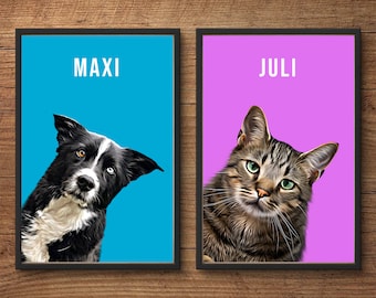 Pet Portrait Animal Portrait Pet Keepsake Personalized Design Pet Dog Poster Dog Portrait Pet Gift Idea Poster