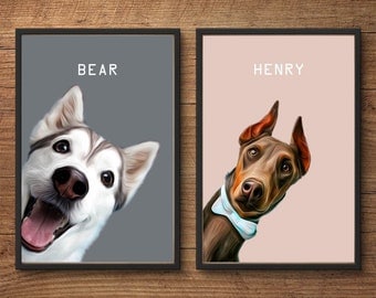 Individualized poster of your pet personalized design pet dog poster dog portrait photo pet poster gift idea