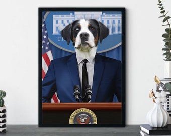 Pet portrait in work dog poster animal portrait dog poster animal poster dog portrait gift idea pet dog lover souvenir