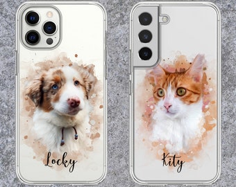 Pet cell phone case portrait animal portrait iPhone 15 Pro, 14, 13, 12, XS Samsung S23 cell phone case cover for iPhone & Samsung Galaxy and much more.