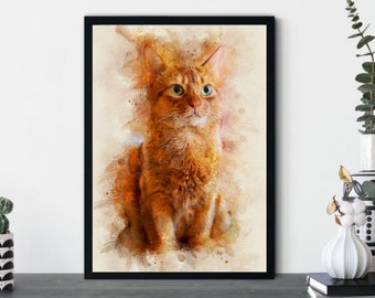 Pet portrait in watercolors, dog poster, animal poster, dog portrait pet portrait from photo pet poster gift idea memorial