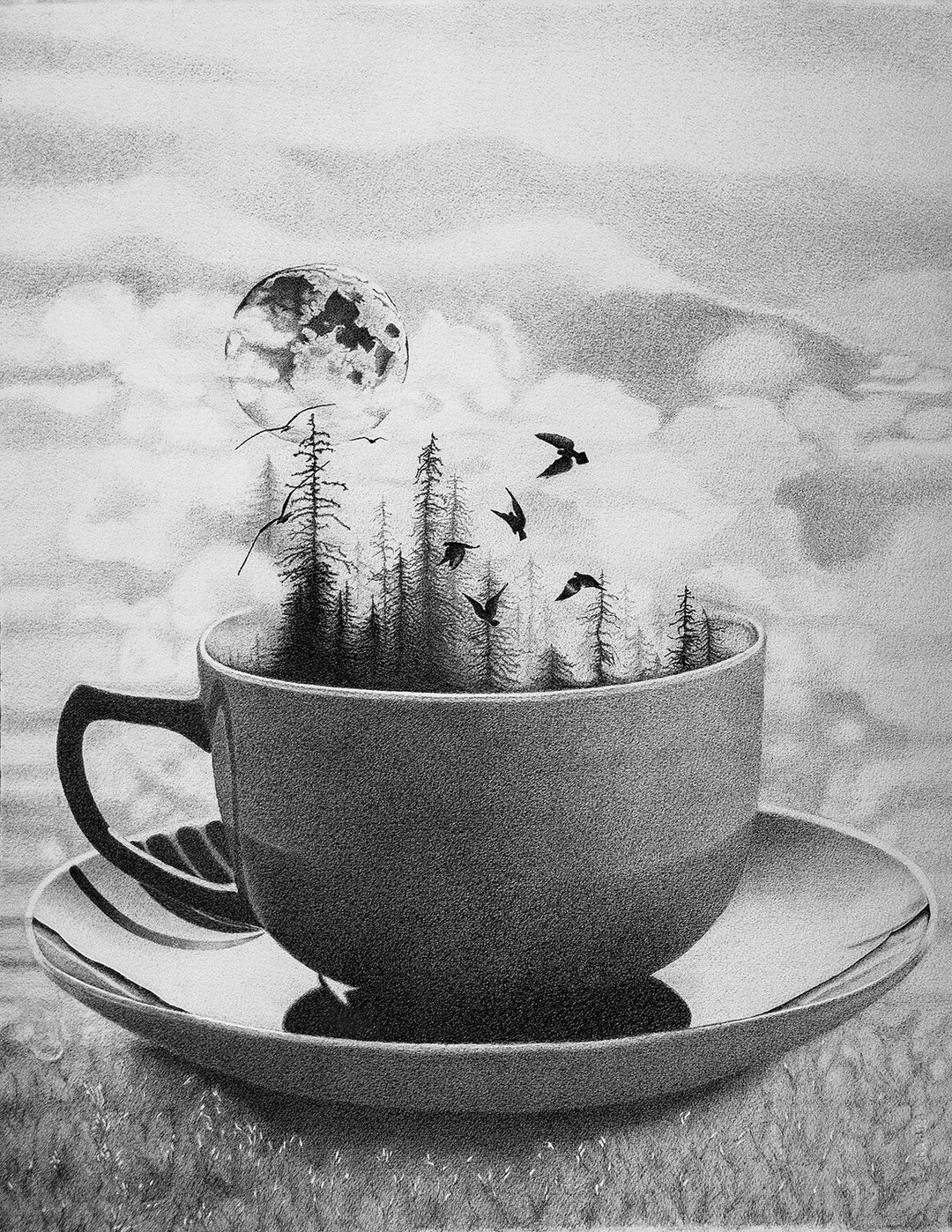Pen and Ink Drawing - Late Night Coffee Cup - High Quality Print - Etsy