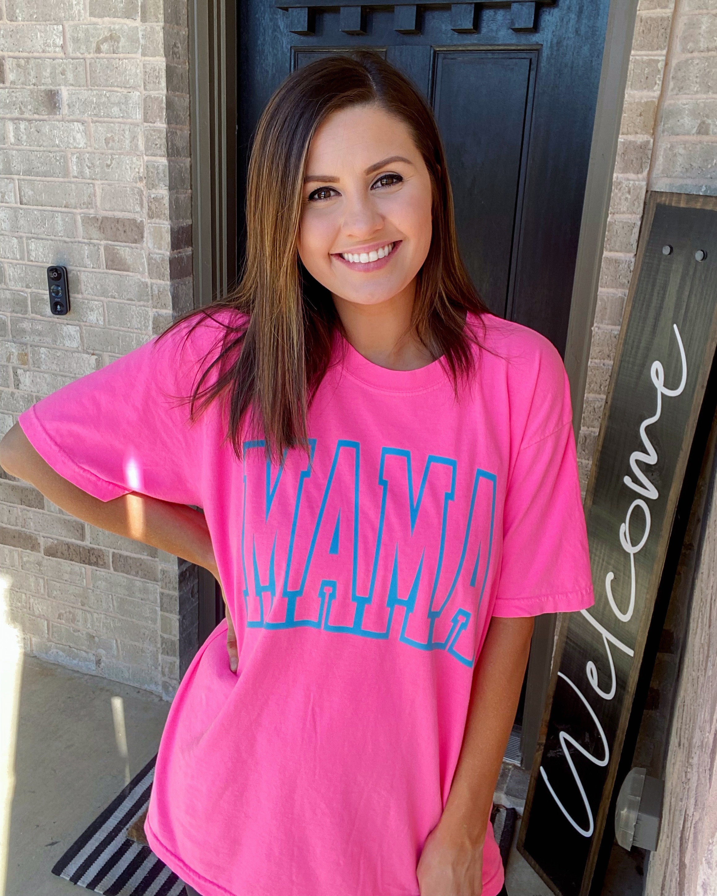 Neon Pink MAMA Shirt Mama T-shirt Mom T-shirt Mom - Etsy