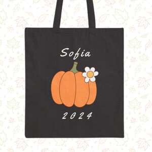 Spersonalizowana dziecięca torba jesienna z dynią i mąką na Halloween lub jesień! Torba z płótna bawełnianego