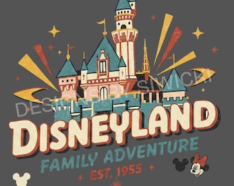 Retro Disneyland Family Trip PNG, Vintage Castle