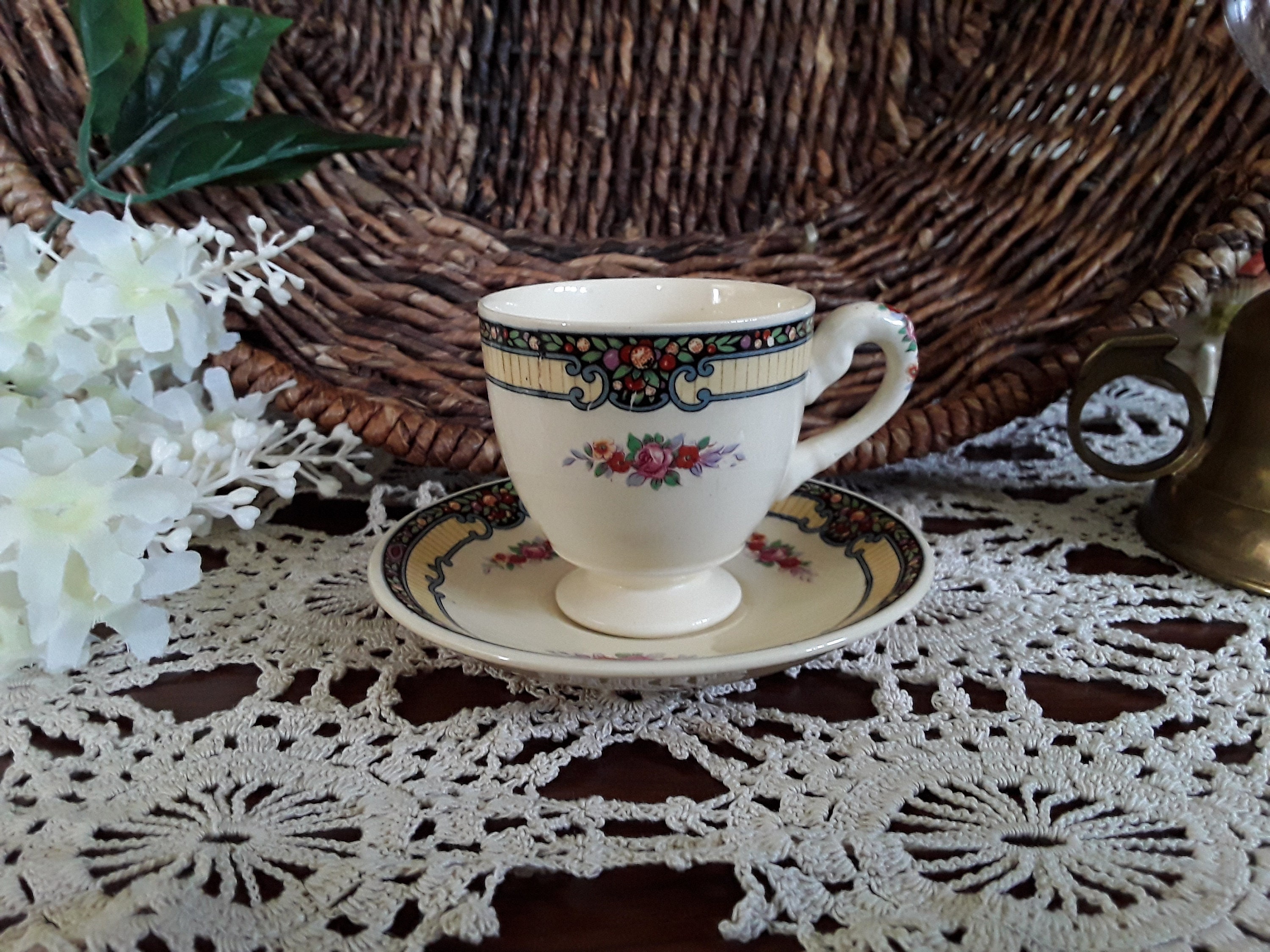 Antique Crown Staffordshire Indian Tree Demitasse Espresso Cup