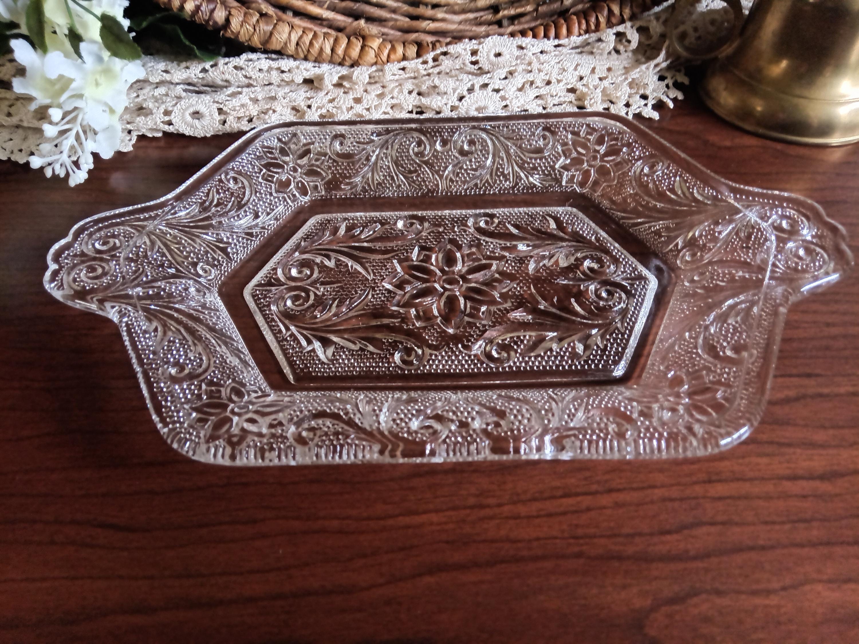 Indiana Clear Pressed Sandwich Glass 9" Retangular Serving or Display Tray - Tiara Pattern
