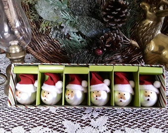 Pier 1 Vintage Santa Glass Ball Ornaments