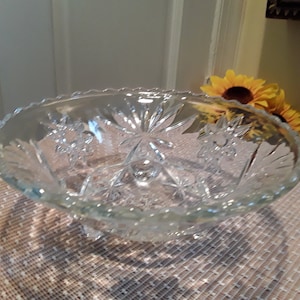 Anchor Hocking Tri-Footed Candy Dish, Star of David Pattern, Clear Early American Prescut Glass, EAPC