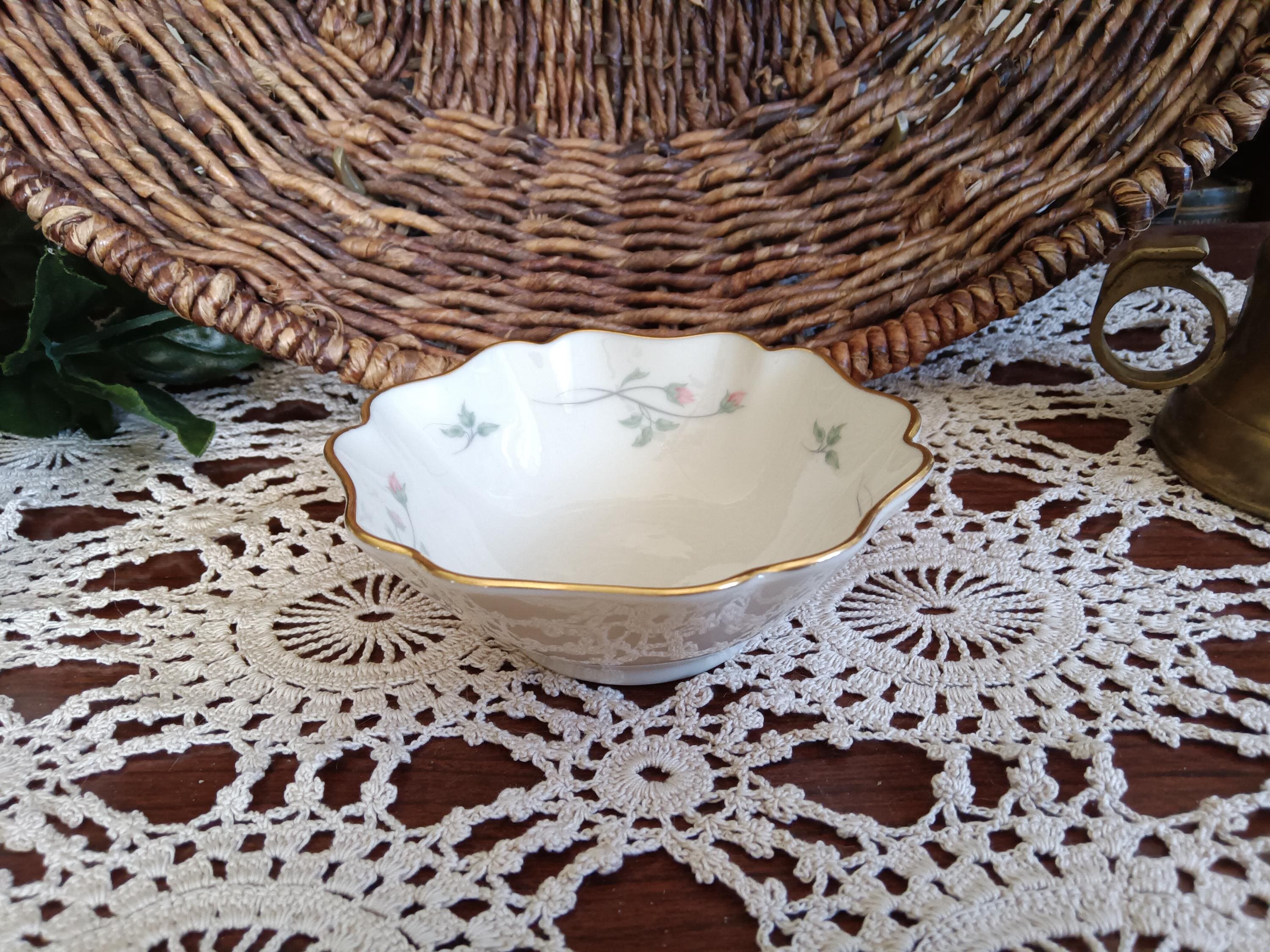 Vintage Lenox Rose Manor Trinket Dish with 24K Gold Trim