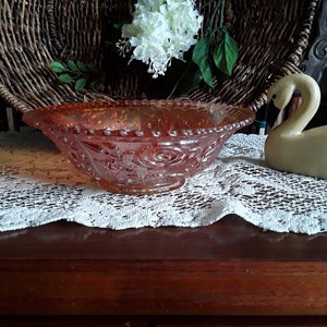 Imperial Iridescent Marigold Carnival Glass Bowl, Open Rose Pattern