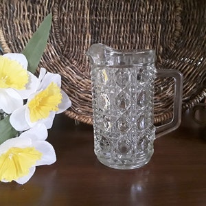 Federal Glass Pint Milk Pitcher, Windsor Clear Button and Cane Pattern