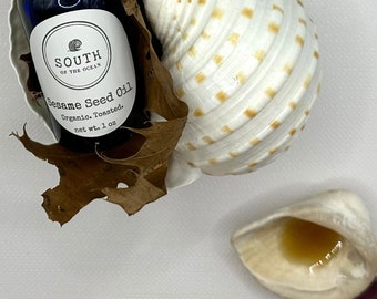 Sesame Seed Oil in Glass Dropper Bottle - Organic, Toasted