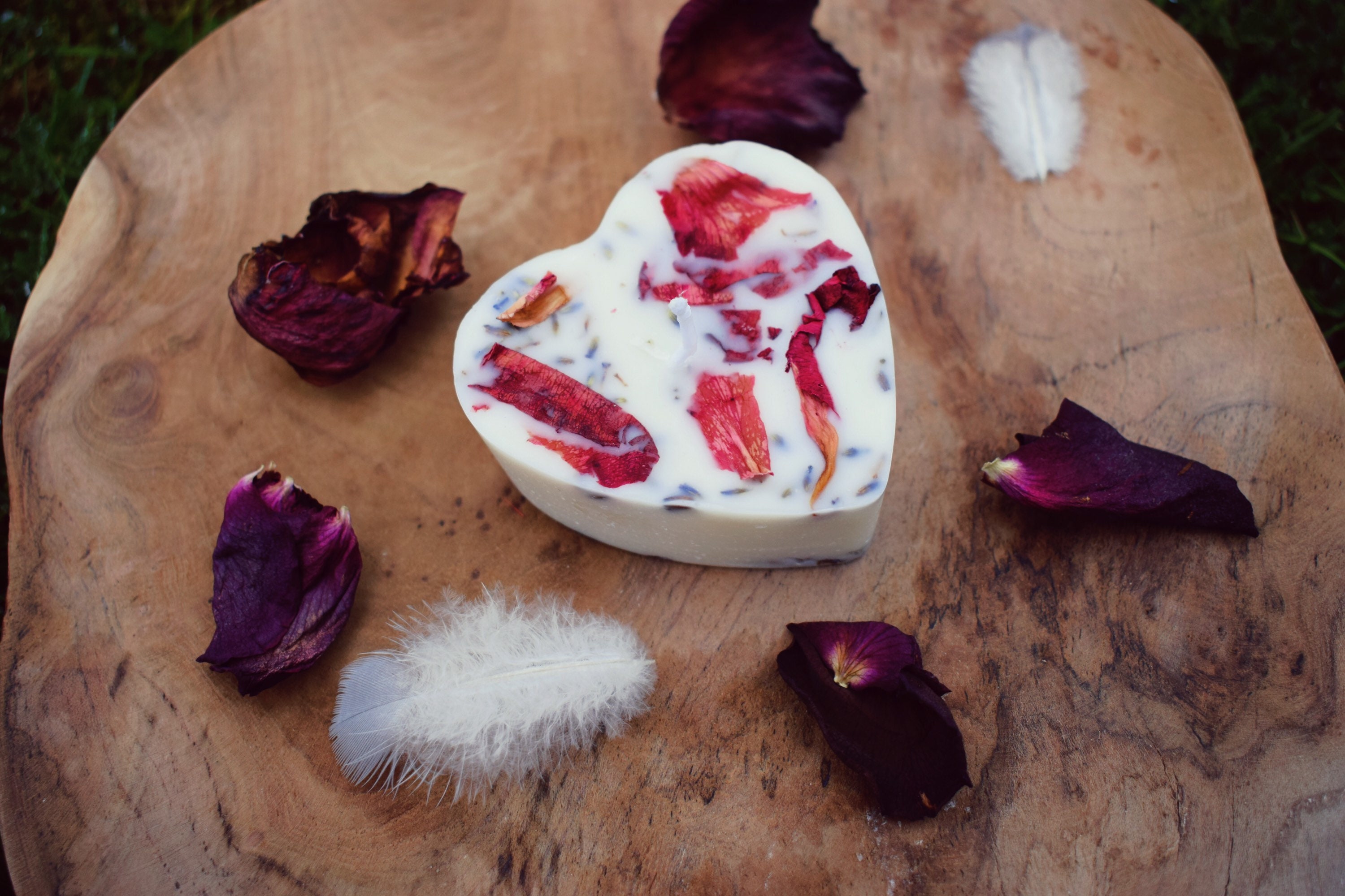 Bougies Cœur avec Fleurs Séchées | Roses, Lavandes