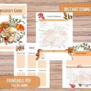 Cottage Core Caregiver&#39;s Guide | Nanny Babysitter&#39;s Binder | Printable Babysitter&#39;s Handbook | Hand Fill Babysitter&#39;s Notes | Planner