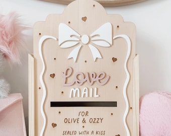 Personalised Valentine's Day Wooden Engraved Post Box