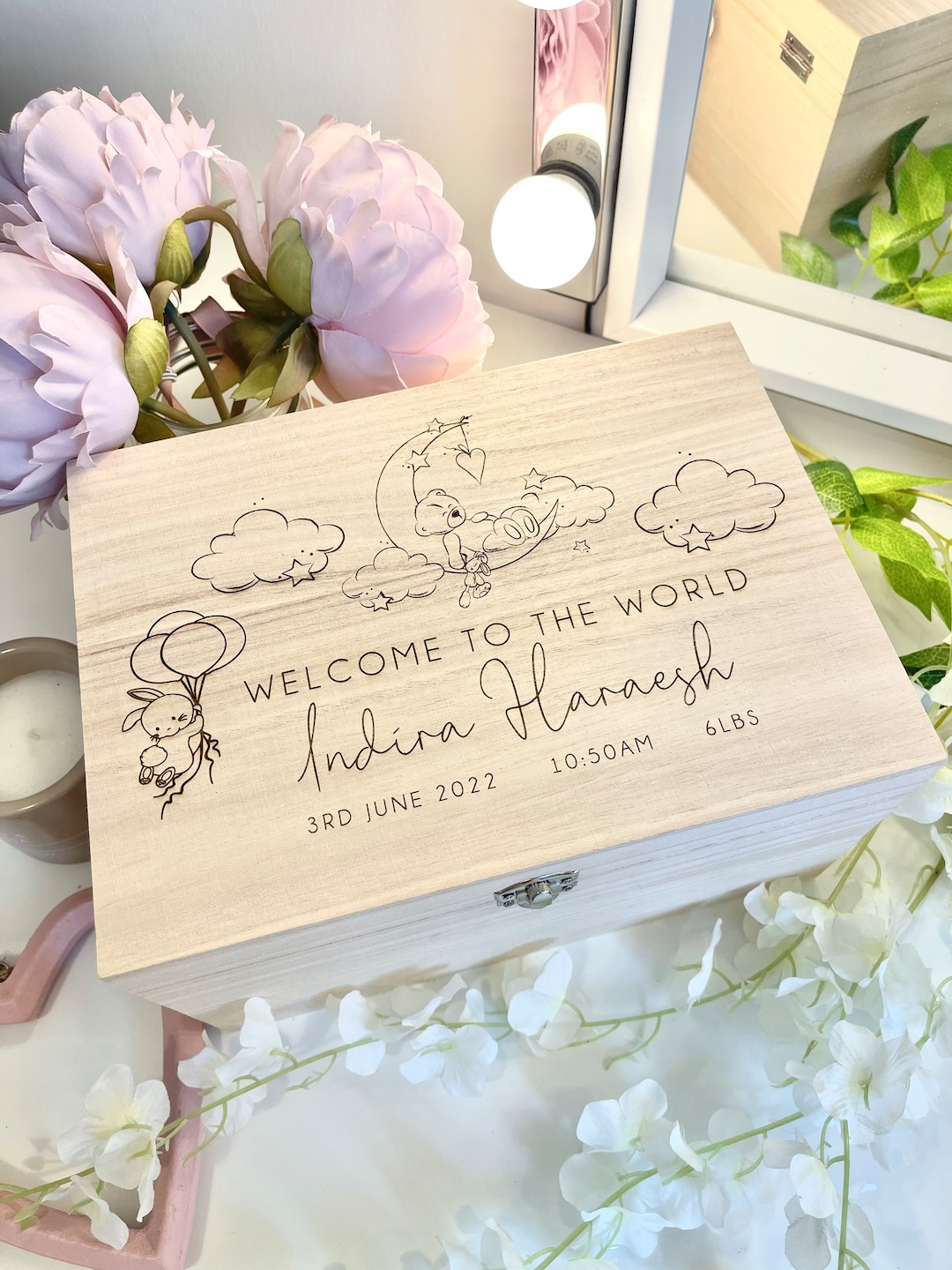 Personalized Baby Wooden Memories Keepsake Box - Personalised Memory ...