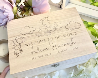 Personalized Baby Wooden Memories Keepsake Box Personalised
