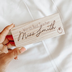 Wooden Personalised Thank You Teacher White/Black Board Eraser . Keepsake Teacher Decoration. Personalised Teacher Gifts