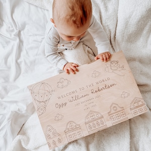 Personalized Baby Wooden Memories Keepsake Box - Personalised Memory Box - New Born Baby Teddy Memory Box- laser/Hand Burnt