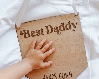Best Daddy Hands Down Plaque | Baby Handprints | Father’s Day Gift