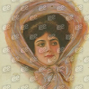 arte de cartão digital: mulher de lenço | da coleção de cartões postais antigos