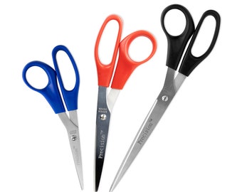 Precision Straight Trimmers- Set of 3 Scissors in 3 different sizes - 7 1/4", 8 1/4", 10"- Assorted Colors- Hygloss-Armada